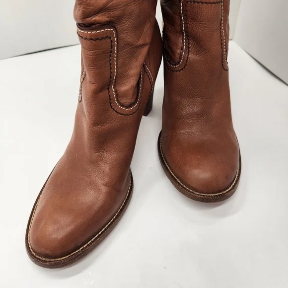 Coach boots women's 8.5B brown cognac leather knee high Meredith Q095 Made Italy - Picture 5 of 16